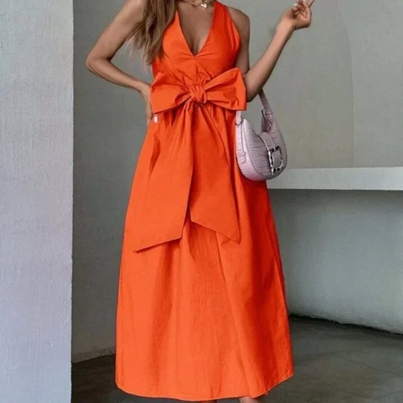 Sunshine orange bow dress - Picture 4 of 6